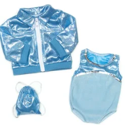 Kids Teamson Sophia's 3 pcs Gymnastics Set with Leotard, Jacket, and Bag for 18'' Dolls, Aqua