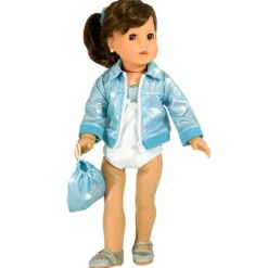Kids Teamson Sophia's 3 pcs Gymnastics Set with Leotard, Jacket, and Bag for 18'' Dolls, Aqua