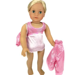 Kids Teamson Sophia's 3 pcs Gymnastics Set with Leotard, Jacket, and Bag for 18'' Dolls, Pink