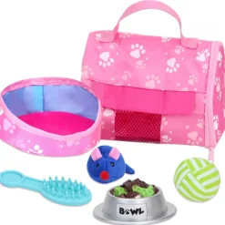 Kids Teamson Sophia's 8 pcs White Plush Kitty Cat and Carrier Playset for 18