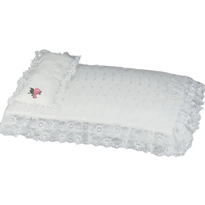 Kids Teamson Sophia's 2 Piece Eyelet Bedding and Pillow Set for 18" Dolls, White