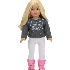 Kids Teamson Sophia's 6 Piece 'Let it Snow' Sweater and Skirt Outfit Set for 18'' Dolls