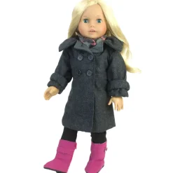 Kids Teamson Sophia's 4 Piece Winter Coat with Boots Set for 18'' Dolls, Gray/Pink