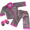 Kids Teamson Sophia's Animal Print Pajama Shirt, Pants and Slippers for 18" Dolls, Pink/Black