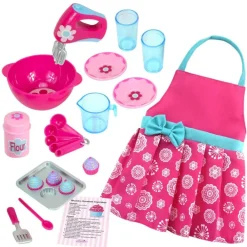 Kids Teamson Sophia's Baking Apron and 27-Piece Accessories Set for 18" Dolls, Pink