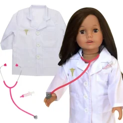 Kids Teamson Sophia's Child's Lab Coat, Stethoscope & Syringe with Matching Set for 18" Dolls, Multi -FINAL SALE