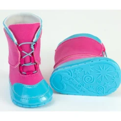 Kids Teamson Sophia's Colorful & Cute Seasonal Winter Mix & Match Two-Tone Slip-On Snow Boots for 18" Dolls, Hot Pink/Blue -FINAL SALE