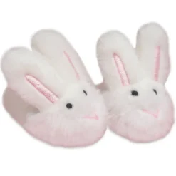 Kids Teamson Sophia's Cozy & Soft Spa Day Bathrobe and Fuzzy Bunny Slippers with Embroidered Details for 18" Dolls, Pink/White