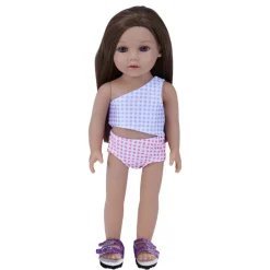 Kids Teamson Sophia's Cut-Out Bathing Suit, Cover Up and Sandals for 18" Dolls, Pink/Purple- FINAL SALE
