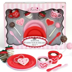 Kids Teamson Sophia's Dessert Set with Hot Cocoa for 18"Dolls, Red/Pink- FINAL SALE