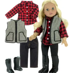 Kids Teamson Sophia’s Doll Shirt, Jeggings, Vest, and Boots Set for 18" Dolls