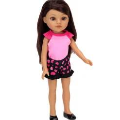 Kids Teamson Sophia's Dressy Black Flats and Pink Sneakers for 14.5" Dolls