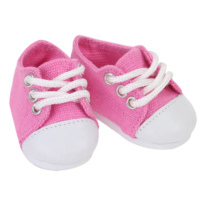 Kids Teamson Sophia's Dressy Black Flats and Pink Sneakers for 14.5" Dolls