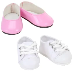 Kids Teamson Sophia's Dressy Pink Flats and White Sneakers for 14.5" Dolls- FINAL SALE