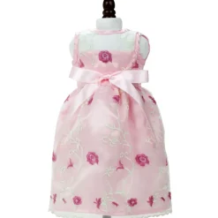 Kids Teamson Sophia’s Embroidered Flower Sheer Overlay Fancy Special Occasion Spring Satin Dress for 18” Dolls, Light Pink