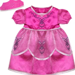 Kids Teamson Sophia’s Embroidered Princess Dress & Crown for 15” Baby Dolls, Hot Pink