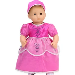 Kids Teamson Sophia’s Embroidered Princess Dress & Crown for 15” Baby Dolls, Hot Pink