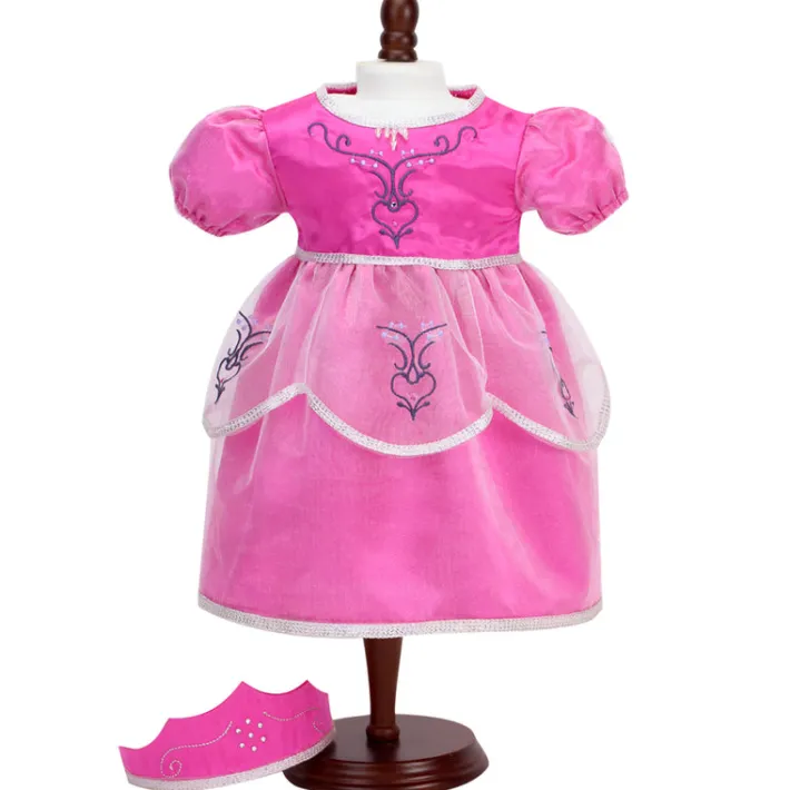 Kids Teamson Sophia’s Embroidered Princess Dress & Crown for 15” Baby Dolls, Hot Pink