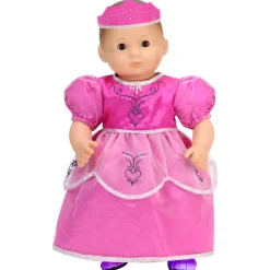 Kids Teamson Sophia’s Embroidered Princess Dress & Crown for 15” Baby Dolls, Hot Pink