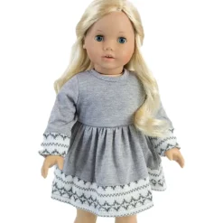 Kids Teamson Sophia's Fair Isle Knit Trimmed Dress, Leggings, Beret and Scarf for 18