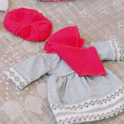 Kids Teamson Sophia's Fair Isle Knit Trimmed Dress, Leggings, Beret and Scarf for 18