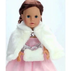 Kids Teamson Sophia’s Faux Fur Capelet and Matching Purse for 18” Dolls, Ivory