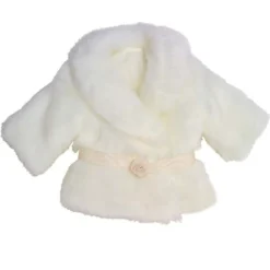 Kids Teamson Sophia's Faux Fur Dress Coat with Large Collar and Sash Closure for 18" Dolls, Ivory