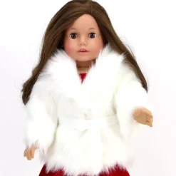 Kids Teamson Sophia's Faux Fur Dress Coat with Large Collar and Sash Closure for 18