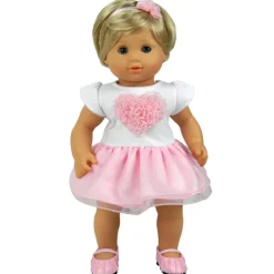 Kids Teamson Sophia's Faux Leather Ballet Flat Shoes with Pleated Toe and Elastic Straps for 18" Dolls, Pink