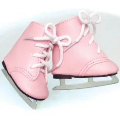 Kids Teamson Sophia's Faux Leather Ice Skates with Faux Metal Blades for 18" Dolls, Pink