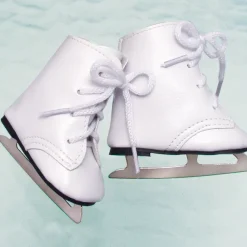 Kids Teamson Sophia's Faux Leather Ice Skates with Faux Metal Blades for 18" Dolls, White