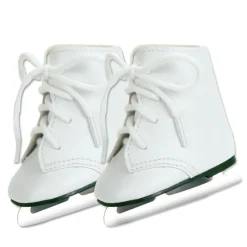 Kids Teamson Sophia's Faux Leather Ice Skates with Faux Metal Blades for 18" Dolls, White