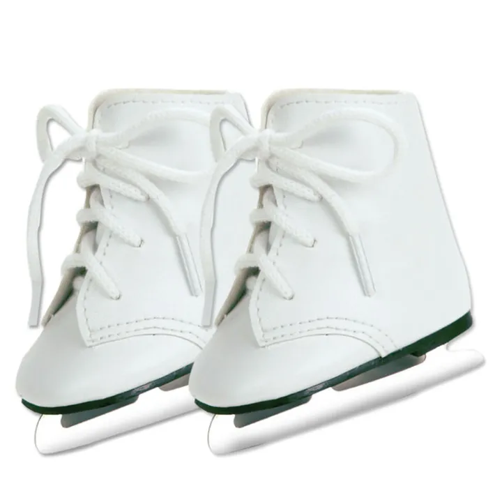 Kids Teamson Sophia's Faux Leather Ice Skates with Faux Metal Blades for 18" Dolls, White