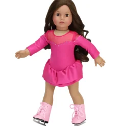 Kids Teamson Sophia's Faux Leather Ice Skates with Faux Metal Blades for 18