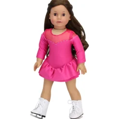 Kids Teamson Sophia's Faux Leather Ice Skates with Faux Metal Blades for 18