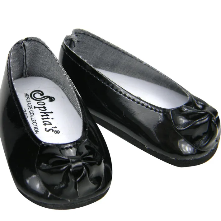 Kids Teamson Sophia's Faux Patent Leather Dress Shoes for 18" Dolls, Black