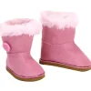 Kids Teamson Sophia’s Faux Suede Boots with Faux Fur and Side Button for 18" Dolls, Pink