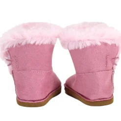 Kids Teamson Sophia’s Faux Suede Boots with Faux Fur and Side Button for 18