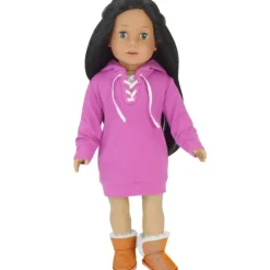 Kids Teamson Sophia’s Faux Suede Ewe Boots with Fleece Lining for 18” Dolls, Cognac Brown