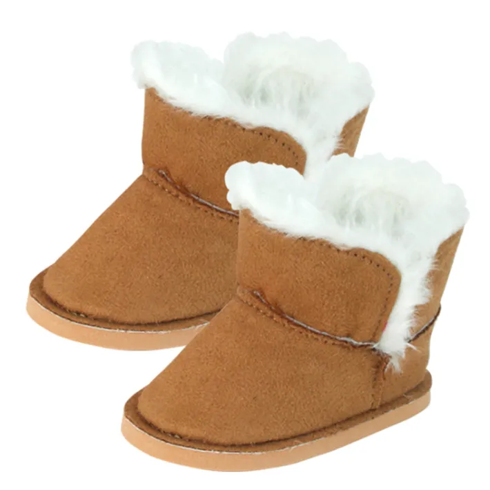 Kids Teamson Sophia’s Faux Suede Ewe Boots with Fleece Lining for 18” Dolls, Cognac Brown