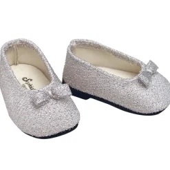 Kids Teamson Sophia's Flat Glitter Shoes with Bow for 18