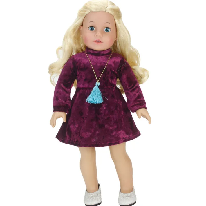 Kids Teamson Sophia's Flat Glitter Shoes with Bow for 18" Dolls, Silver- FINAL SALE