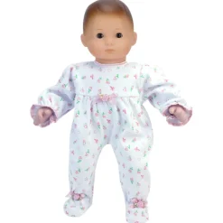 Kids Teamson Sophia's Floral Print Pajama Onesie for 15" Baby Dolls, White/Pink