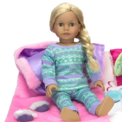Kids Teamson Sophia's Fur/Satin Sleeping Bag and DREAM Pillow for 18