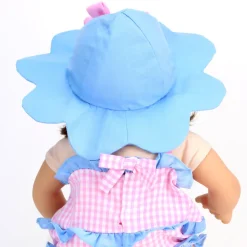 Kids Teamson Sophia's Gingham Summer Romper and Hat for 15'' Baby Dolls, Pink/Blue