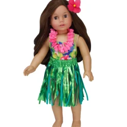 Kids Teamson Sophia's Hawaiian Hibiscus Print Bathing Suit, Grass Skirt, Lei and Hair Flower for 18'' Dolls, Multi