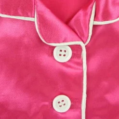 Kids Teamson Sophia's Hot Pink Satin Pajamas and White Fuzzy Slippers Set for 18