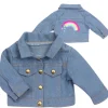 Kids Teamson Sophia's Jean Jacket with Rainbow Graphic for 18" Dolls, Blue- FINAL SALE