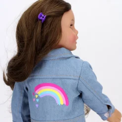 Kids Teamson Sophia's Jean Jacket with Rainbow Graphic for 18