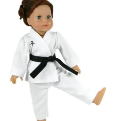 Kids Teamson Sophia’s Judo Tae Kwon Do Karate Martial Arts Uniform with White, Purple, & Black Belts for 18” Dolls, White